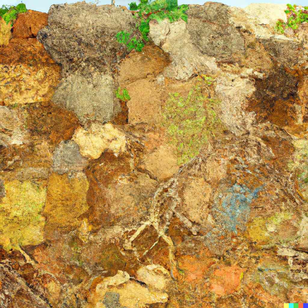 Cross-sectional view of soil layers in a living wall.
