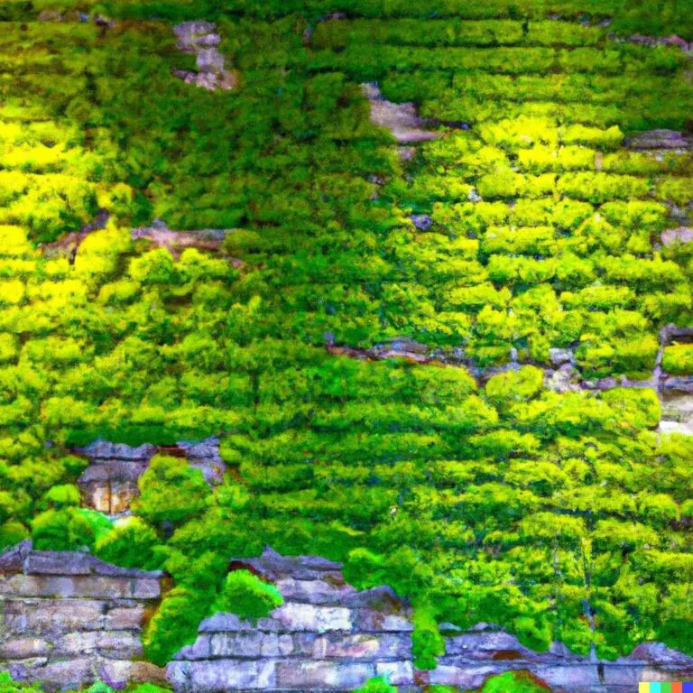 Vertical moss garden showcasing a detailed world map with illuminated cities.