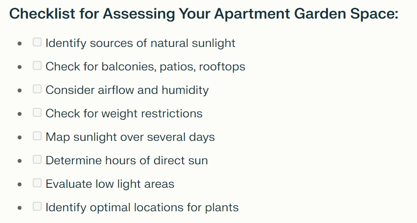 Apartment Gardening checklist