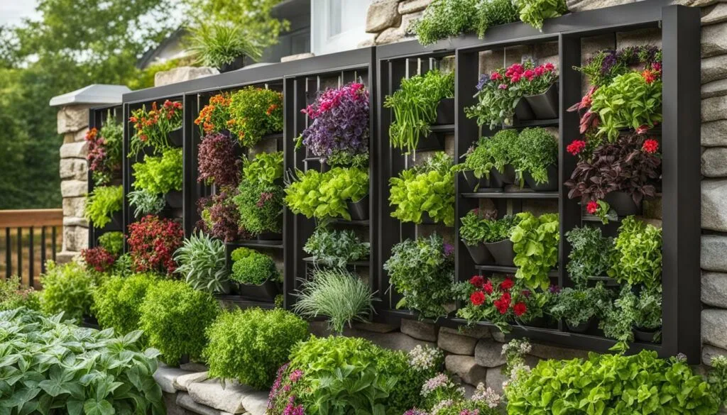 Outdoor Wall Mounted Vertical Herb Garden Frame Idea