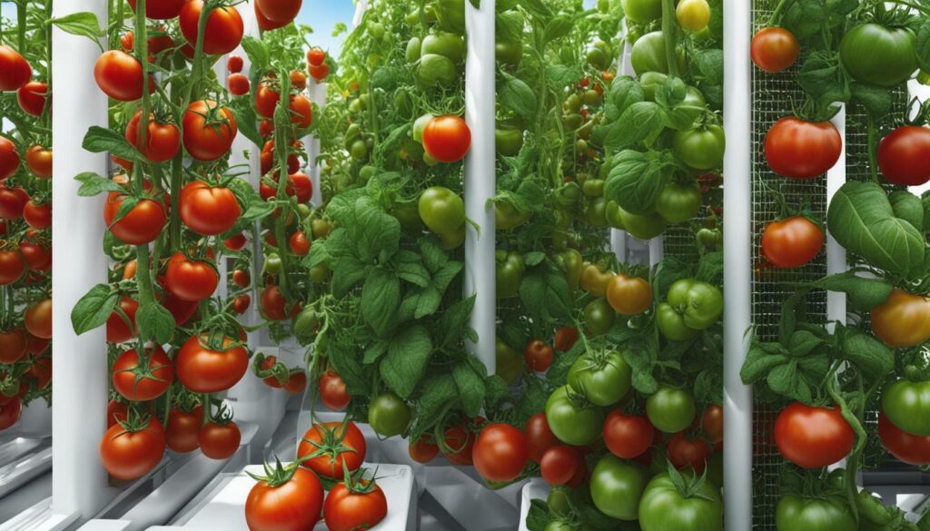 Hydroponic Vertical Tomatoes Gardening