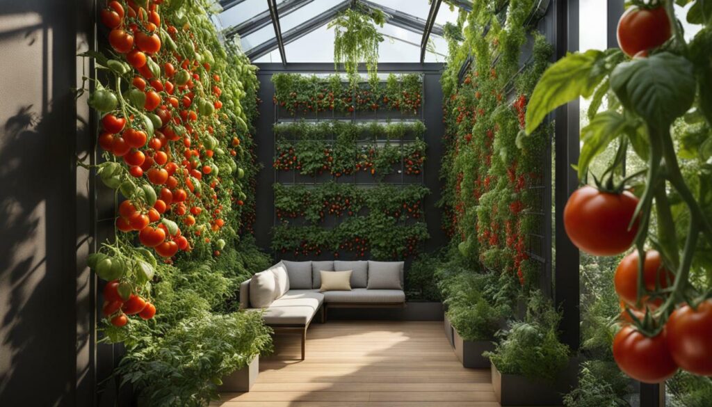 Tomatoes Indoors in a Vertical Garden