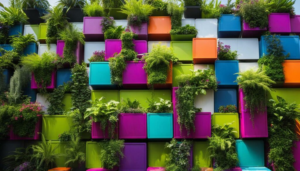 green wall of container plants
