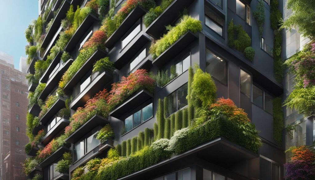 vertical garden in urban environment