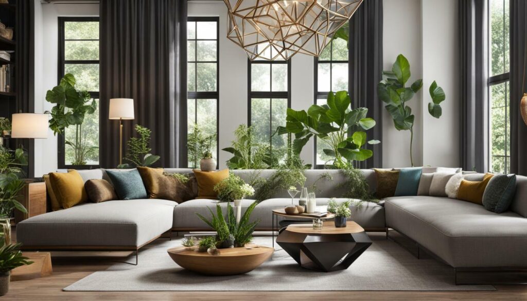 Geometric terrariums in a modern living room