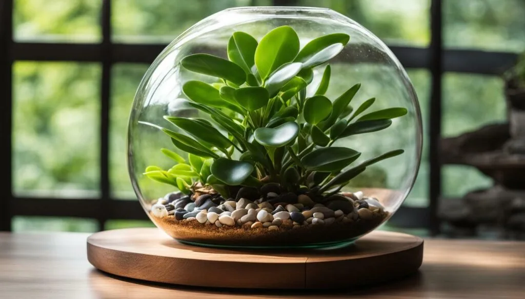Jade Plant in Outdoor Terrarium Jade Plant in Outdoor Terrarium