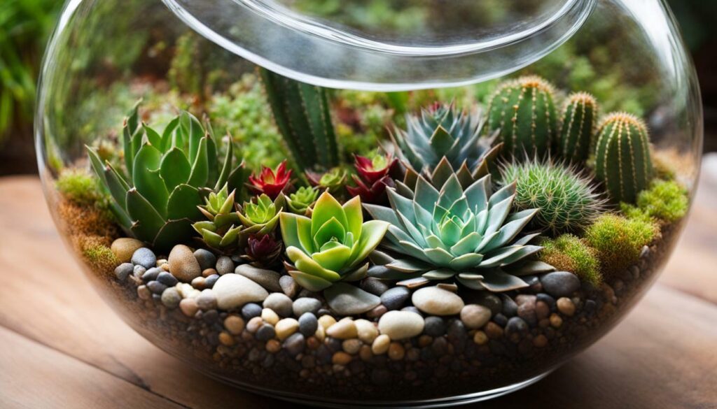 Open Terrarium with Cacti and Succulents