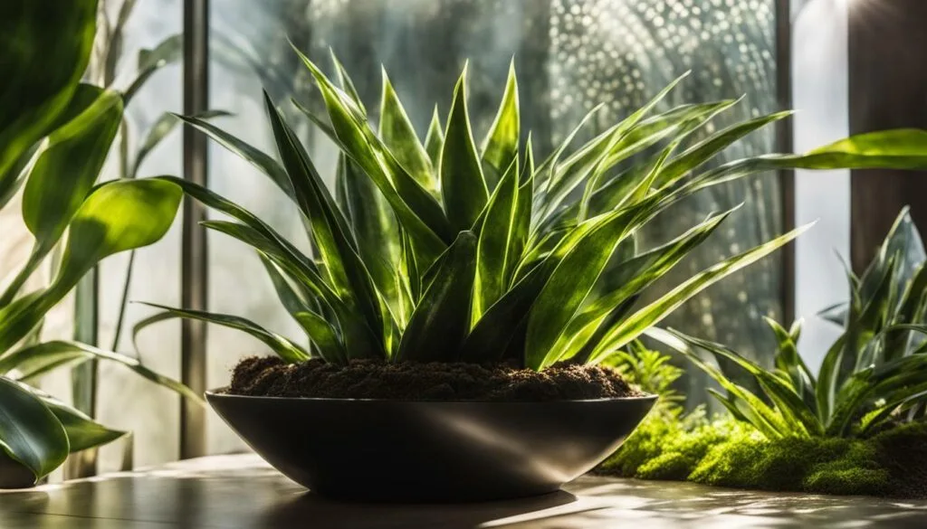 Snake plants in a terrarium Snake plants in a terrarium
