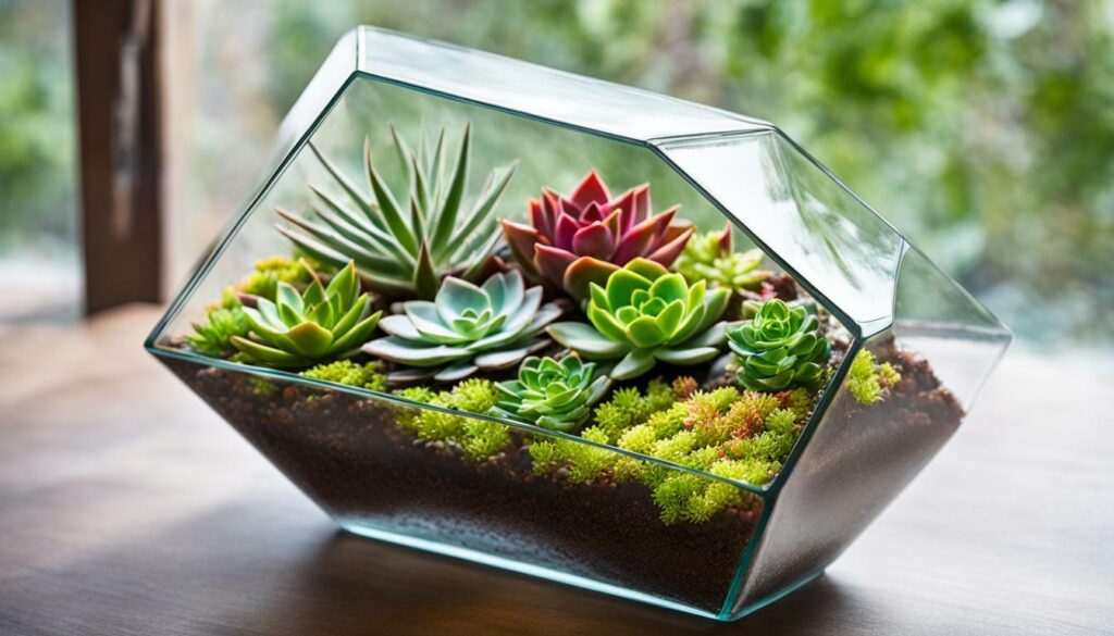 Succulent Terrarium in Geometric Glass Container