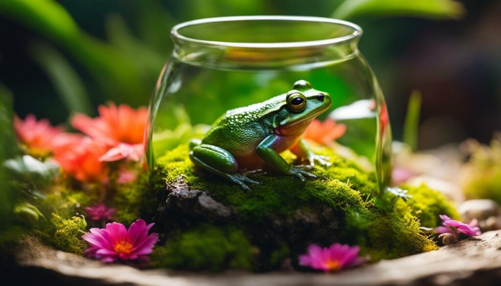 Terrarium with a frog