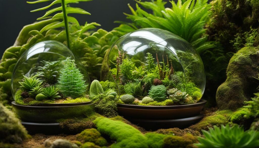 Terrarium with healthy plants