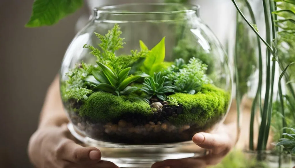 Terrarium with lush green plants Terrarium with lush green plants