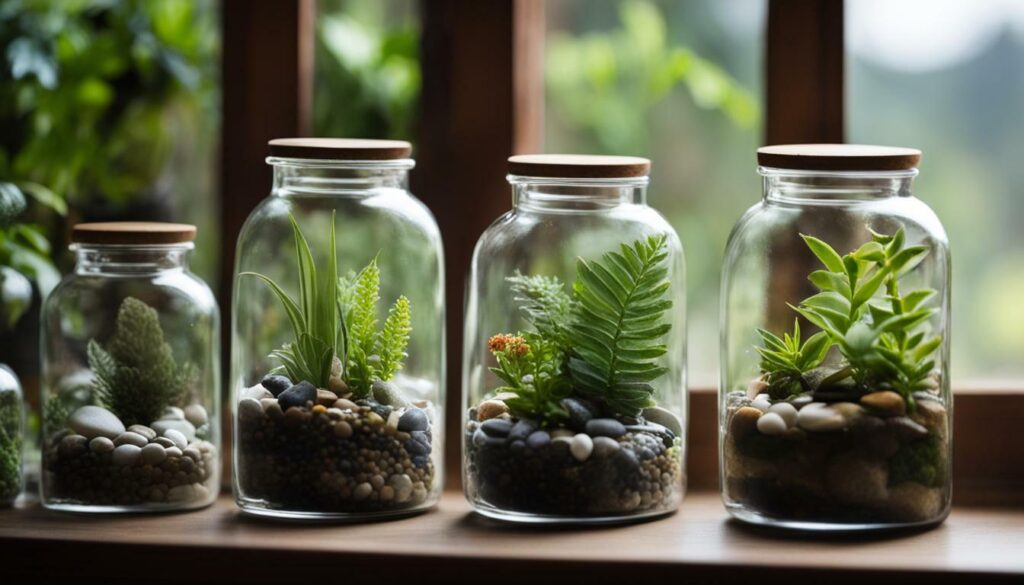 Tiny terrariums in glass containers
