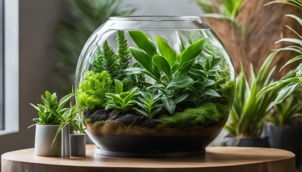 ZZ plants in a terrarium