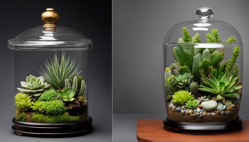 closed and open terrariums