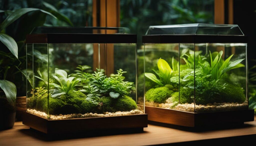 closed terrariums for humidity-loving plants