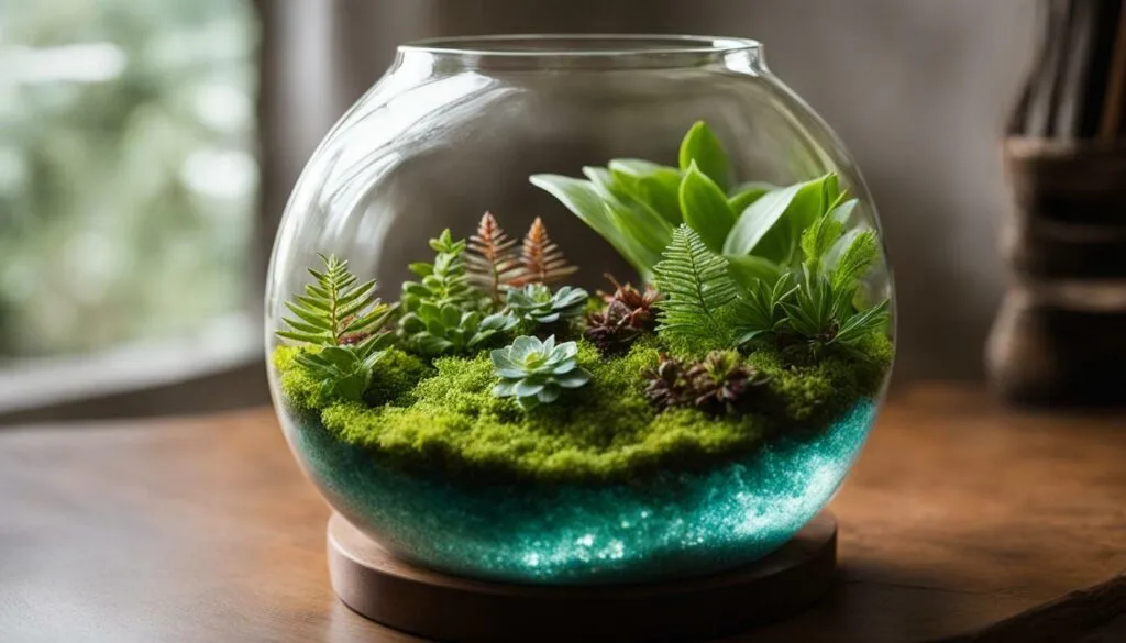 self-sustaining closed terrarium showing balanced condensation
