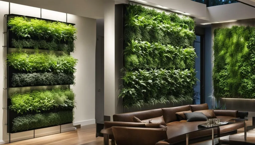 self watering vertical garden close up