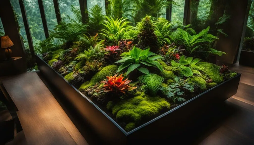 Terrarium with plants seasonal care