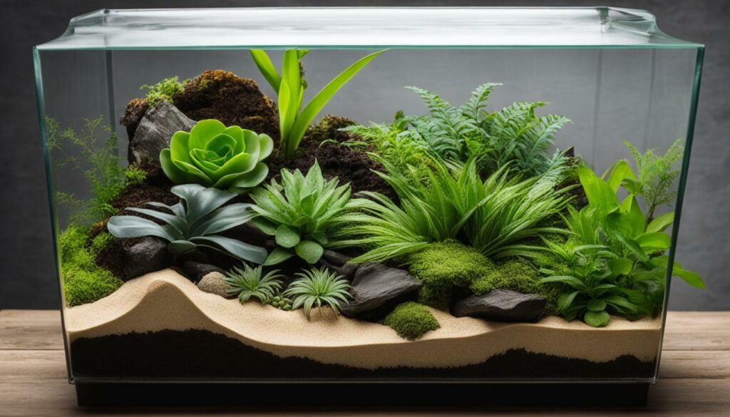 tropical terrarium setup
