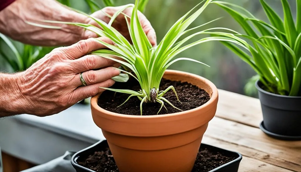 Potting a Spider Plant Potting a Spider Plant