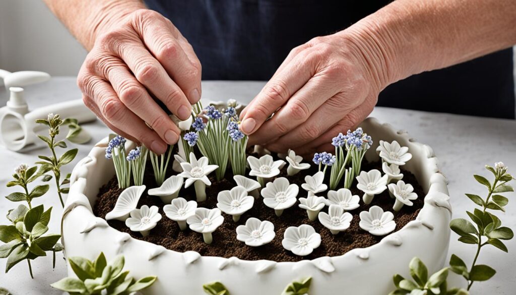 potting porcelain flowers