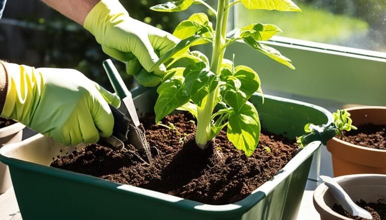 repotting plants for the apartment