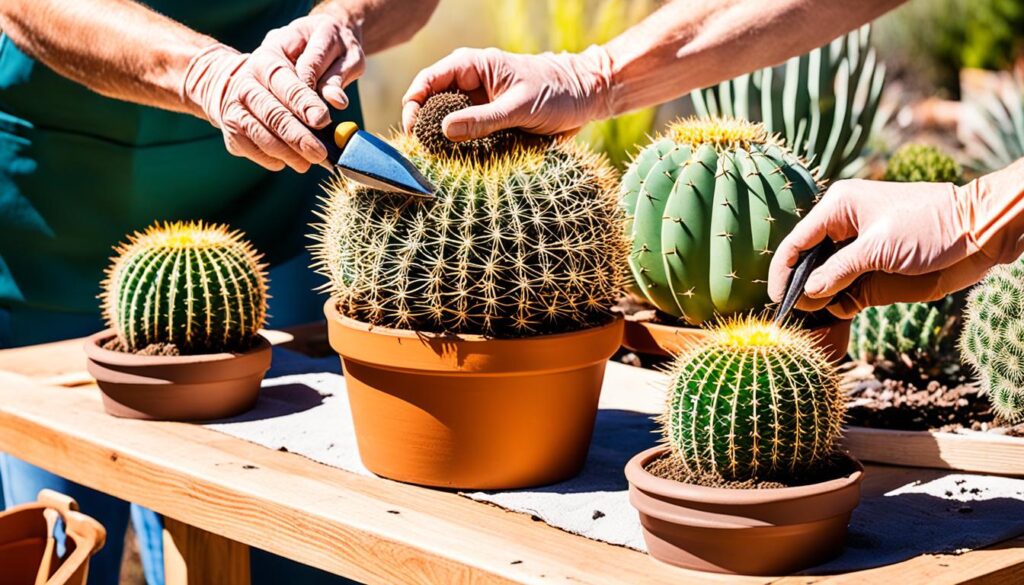 potting a golden barrel cactus