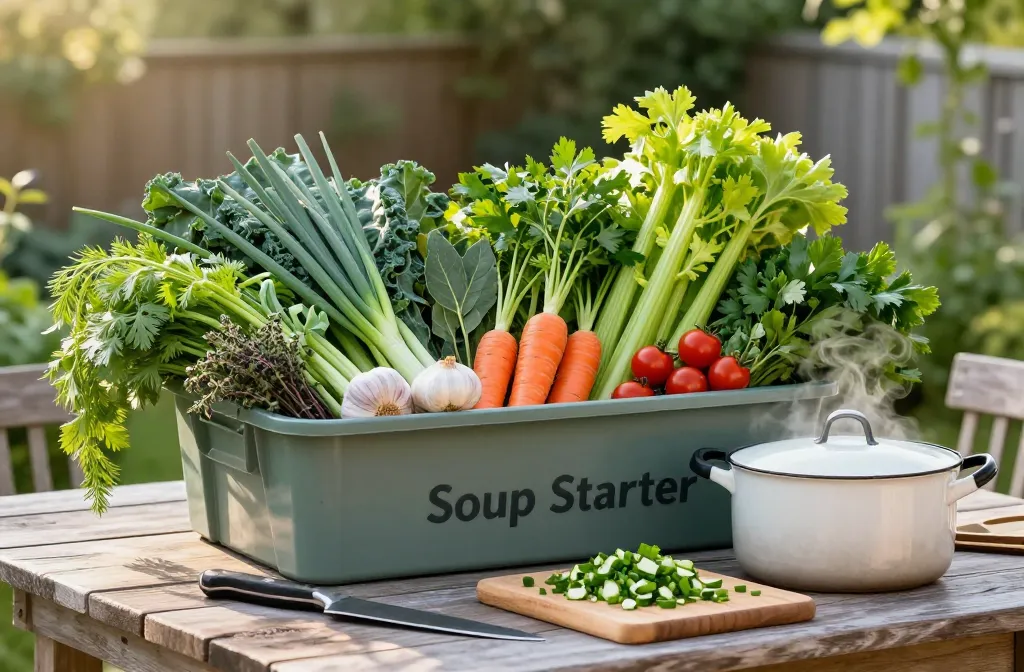 Grow-and-Go 10 Essential Vegetables for a "Soup Starter" Container