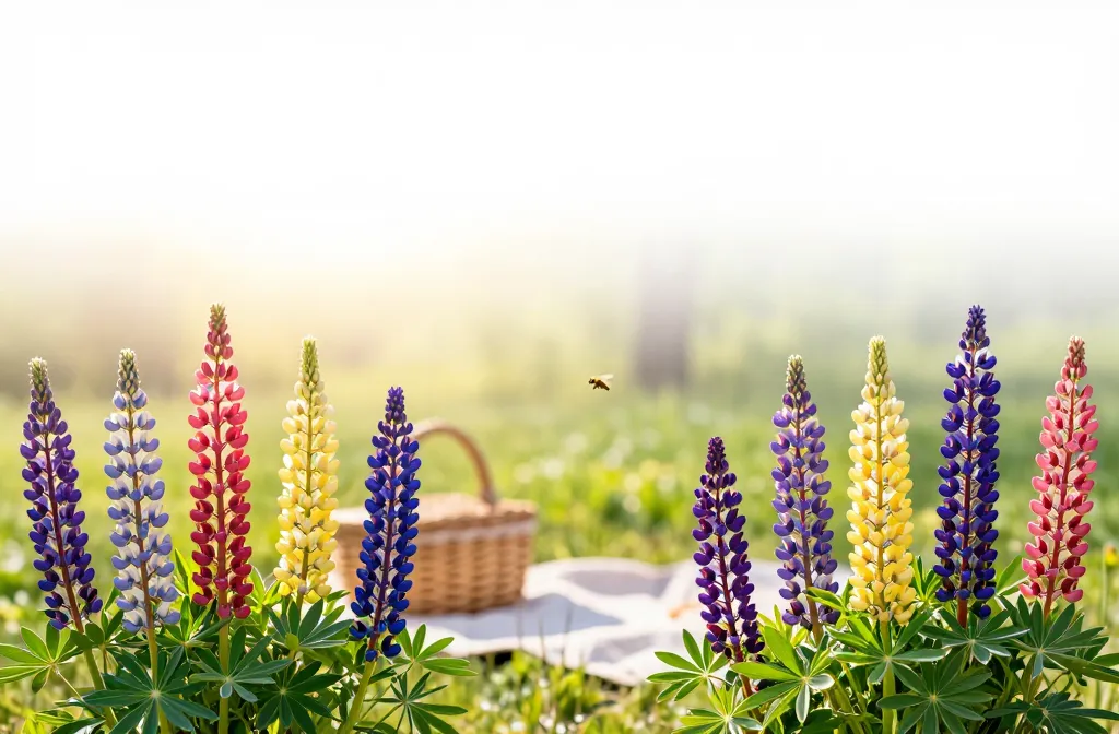 Vibrant 12 Late Spring Lupine Stalks for Colorful Picnic Borders