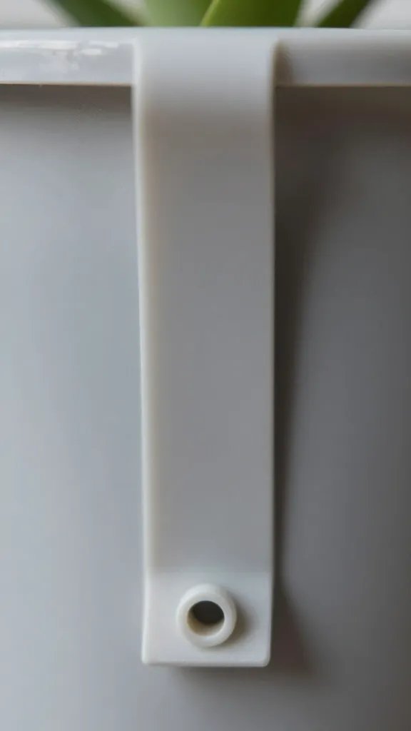 closeup of plastic plant pocket with mounting clip