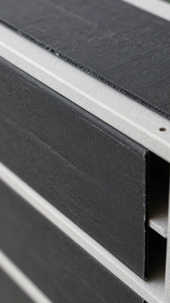 closeup of geotextile liner inside living wall tray