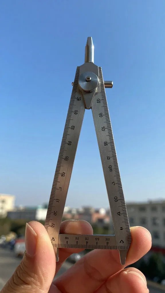 single protractor held up to low winter sun