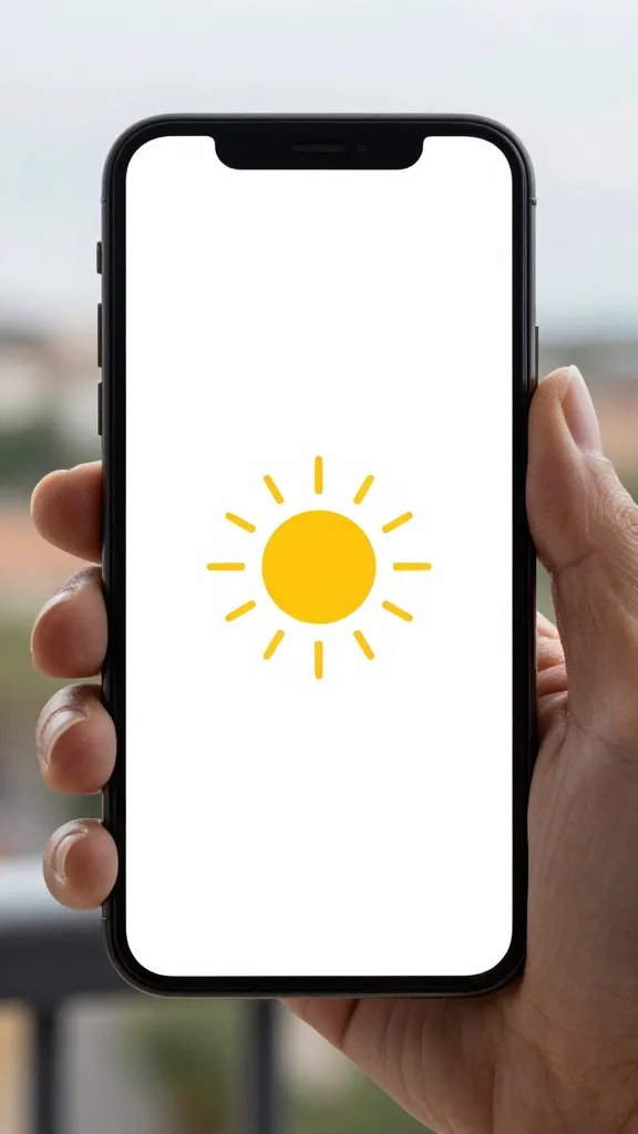 smartphone screen with sun path app on balcony