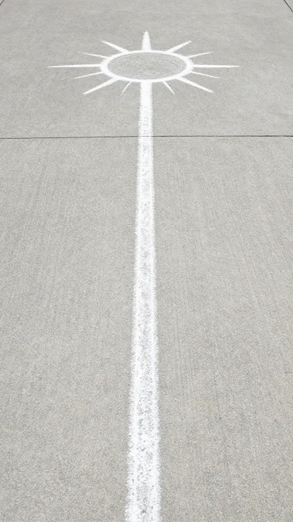 chalk line marking noon sun reach on concrete
