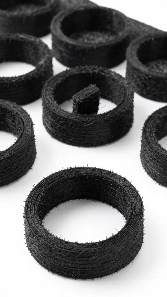 coco coir ring used as flow spreader, macro