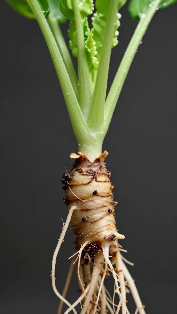 lettuce roots sharing narrow vertical pocket, closeup