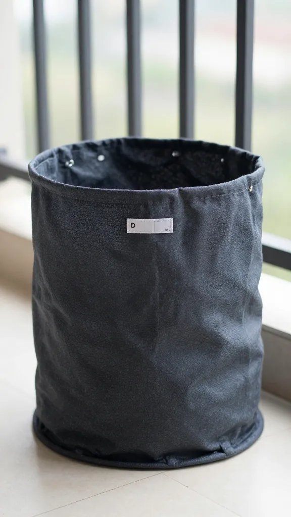 single lightweight fabric grow bag on balcony tile
