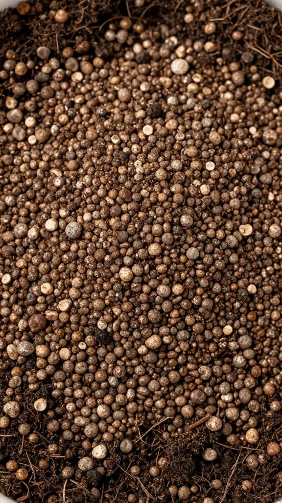 perlite granules mixed evenly in potting soil closeup