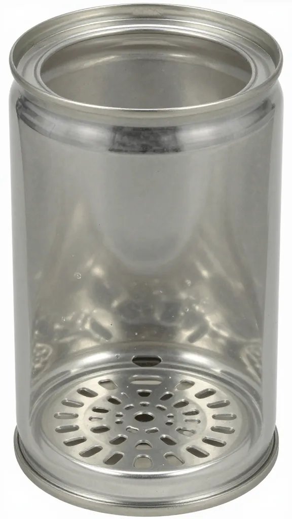 cylindrical jar displaying raised false-bottom drainage layer