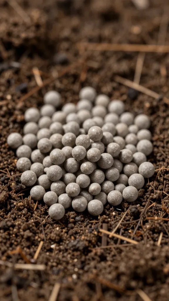 slow-release fertilizer prill on soil macro