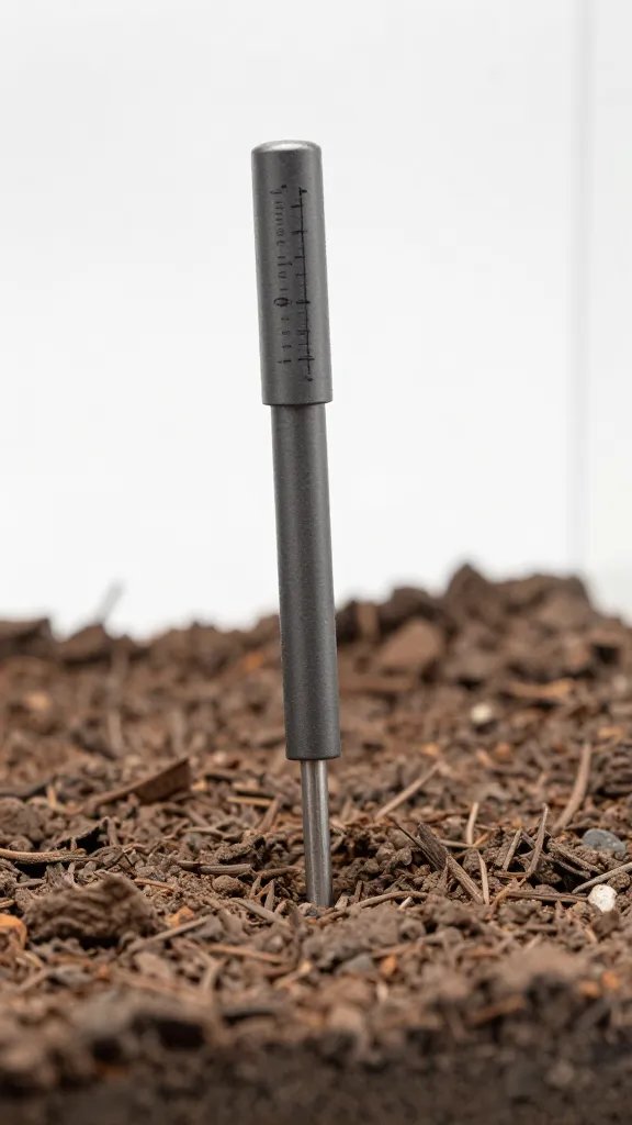 hygrometer probe inserted at terrarium base layer