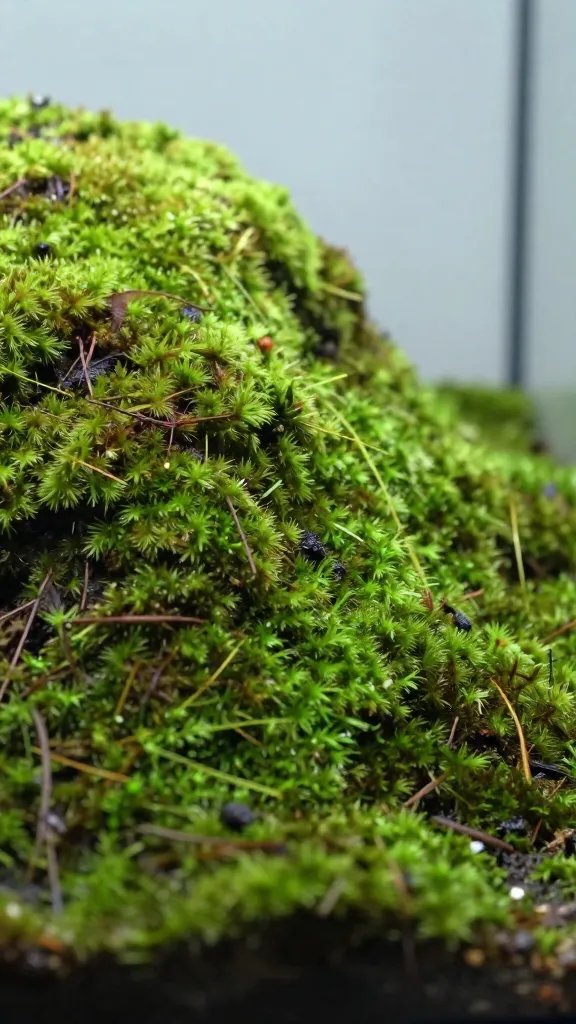 moss mound at back-left of terrarium slope