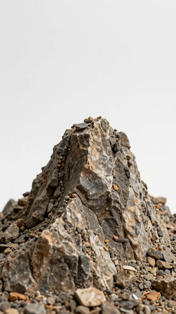 single miniature rock peak on terrarium ridge