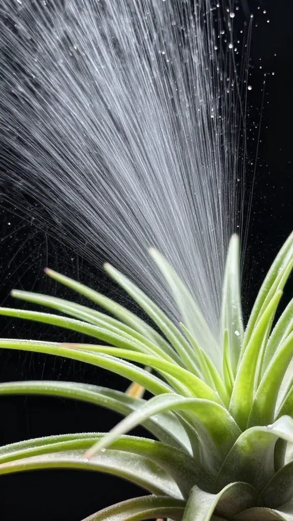 misting fine spray on air plant trichomes