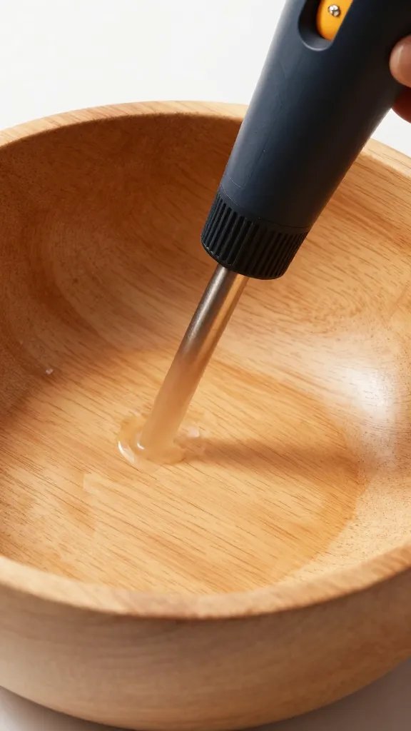 Heat-gun drying sealed wooden bowl surface