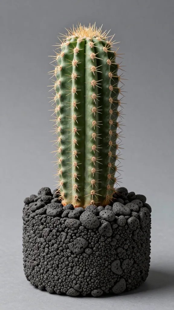 single barrel cactus base on pumice and lava rock