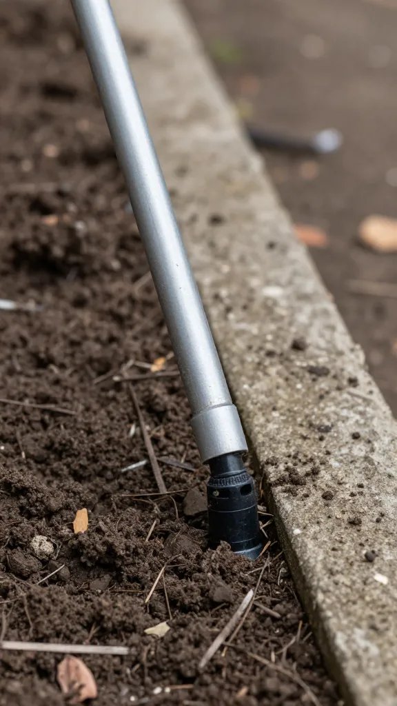 narrow watering spout directing drip to soil edge