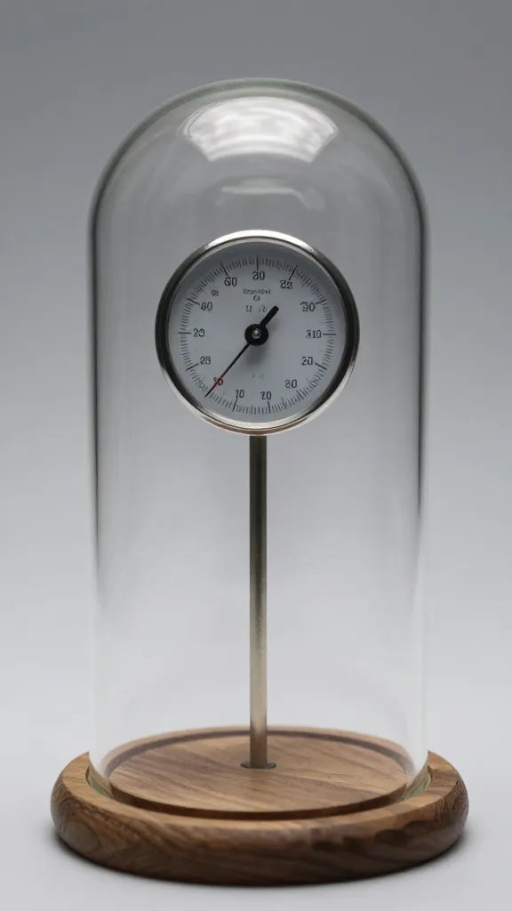 hygrometer reading inside small glass cloche