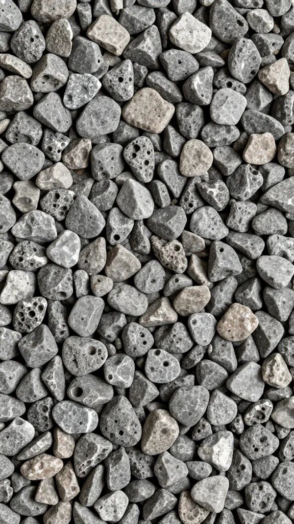 Porous gravel showing gaps between stones, macro